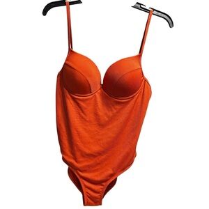 Orange Women's Underwire Spaghetti Strap Bodysuit